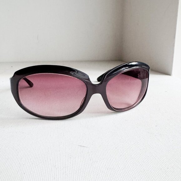 Oliver Peoples " La Donna" Oval Wrap Around Burgundy Purple Sunglasses - Picture 2 of 10